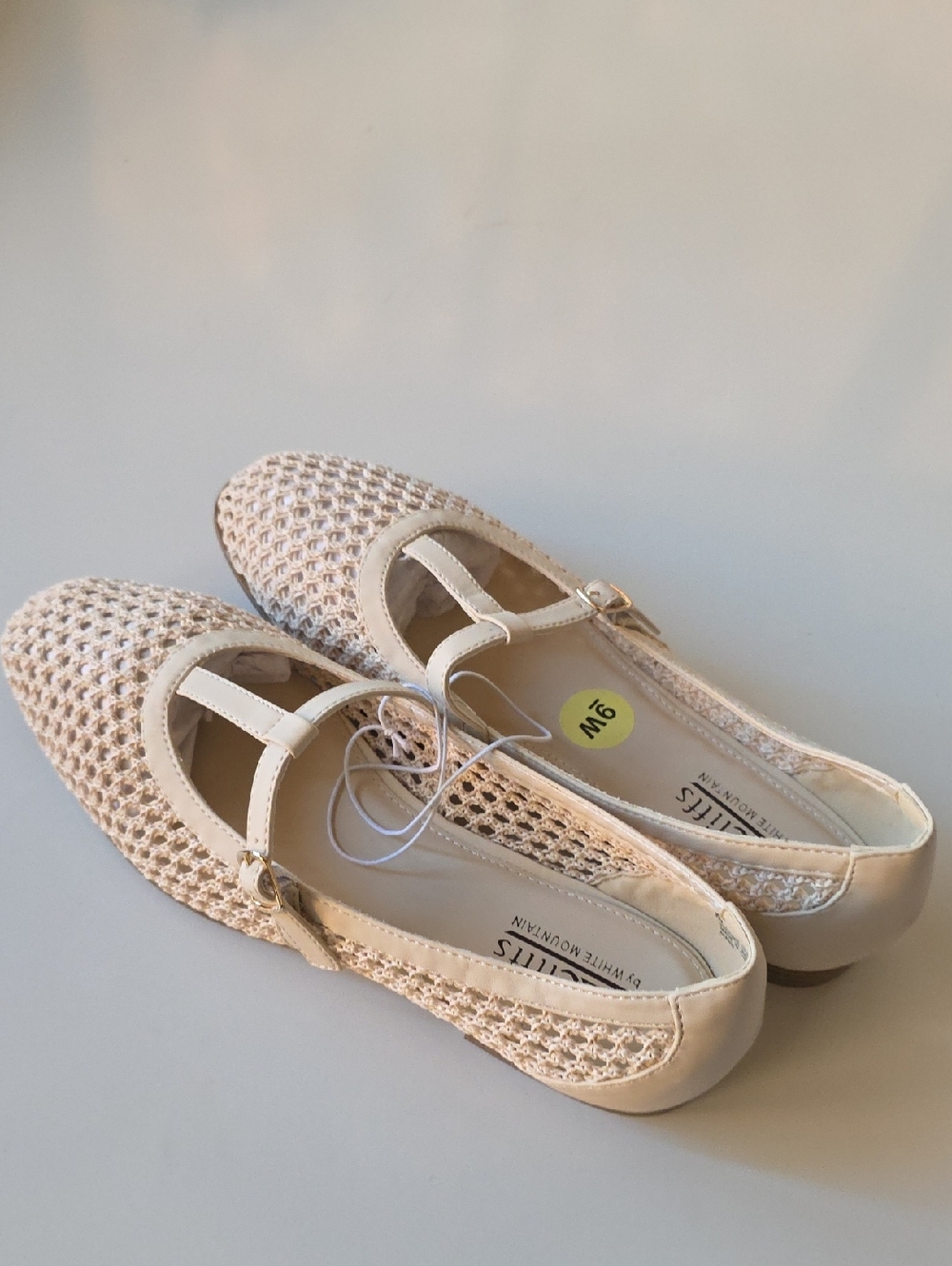 Cliffs by‎ White Mountain Cream Women's Mary Jane Crochet Flats.